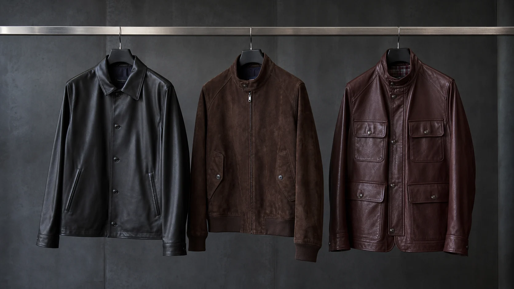 Private-label leather jackets ready for buyer review